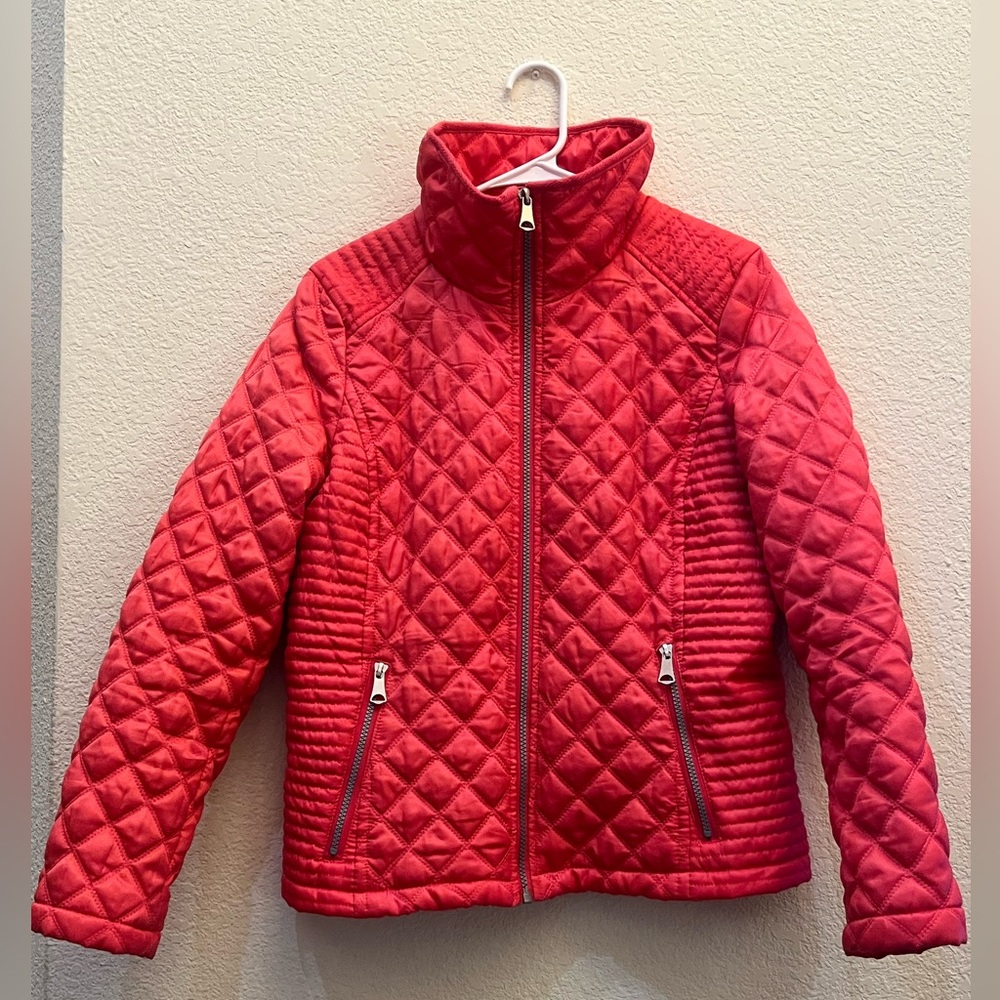 Gently used, beautiful pink/coral Marc New York women’s quilted jacket